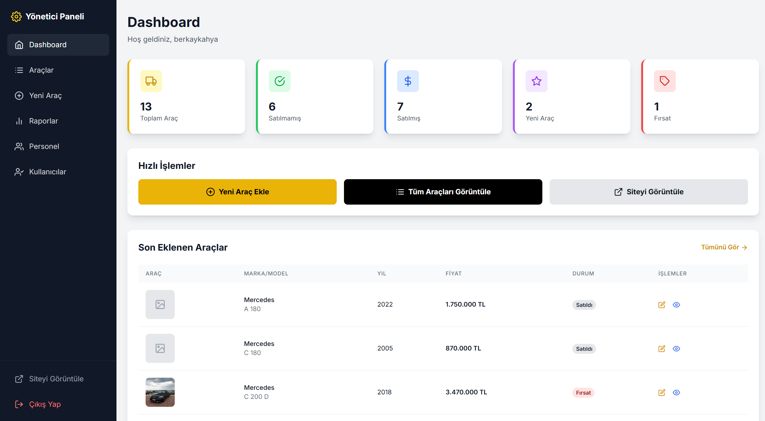 Vora-Galeri - Modern araç galerisi ve satış yönetim sistemi